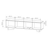 Mobile Porta tv Marrone Rovere un Ripiano 4 Ante 204x40x54h cm, Ante Effetto Rigato con led - Kame