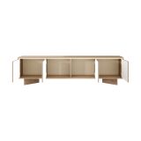 Mobile Porta tv Marrone Rovere un Ripiano 4 Ante 204x40x54h cm, Ante Effetto Rigato con led - Kame
