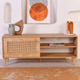 Mobile Porta tv Marrone Rovere un Ripiano Apertura a Ribalta 138x41x55h cm, Un'anta - Lauria