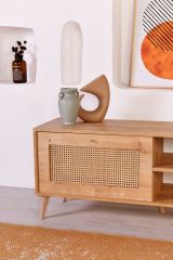 Mobile Porta tv Marrone Rovere un Ripiano Apertura a Ribalta 138x41x55h cm, Un'anta - Lauria