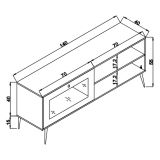 Mobile Porta tv Marrone Rovere un Ripiano Apertura a Ribalta 138x41x55h cm, Un'anta - Pesio