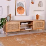 Mobile Porta tv Marrone Rovere un Ripiano Apertura a Ribalta 180x41x55h cm, 2 Ante - Grassano