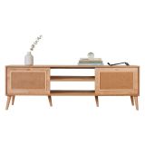 Mobile Porta tv Marrone Rovere un Ripiano Apertura a Ribalta 180x41x55h cm, 2 Ante - Leffe