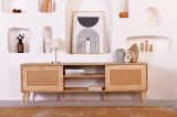 Mobile Porta tv Marrone Rovere un Ripiano Apertura a Ribalta 180x41x55h cm, 2 Ante - Leffe