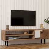 Mobile Porta tv Marrone Rovere un Ripiano Un'anta 120x30x38h cm, 3 Vani - Metomaha
