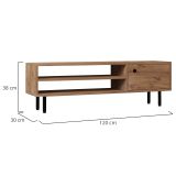 Mobile Porta tv Marrone Rovere un Ripiano Un'anta 120x30x38h cm, 3 Vani - Metomaha
