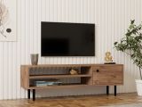 Mobile Porta tv Marrone Rovere un Ripiano Un'anta 120x30x38h cm, 3 Vani - Metomaha