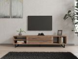 Mobile Porta tv Marrone Rovere un Ripiano Un'anta 160x40x35h cm, 5 Vani - Sovico