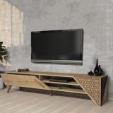 Mobile Porta tv Marrone Rovere un Ripiano Un'anta 180x40x37h cm, 3 Vani - Campli