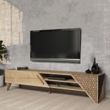 Mobile Porta tv Marrone Rovere un Ripiano Un'anta 180x40x37h cm, 3 Vani - Campli