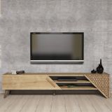 Mobile Porta tv Marrone Rovere un Ripiano Un'anta 180x40x37h cm, 3 Vani - Campli