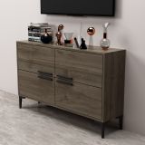 Mobile Porta tv Marrone Scuro 2 Ripiani 4 Ante 120x30x75h cm, 4 Vani - Luzzi