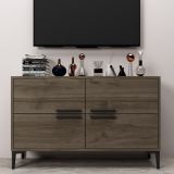 Mobile Porta tv Marrone Scuro 2 Ripiani 4 Ante 120x30x75h cm, 4 Vani - Luzzi