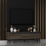 Mobile Porta tv Marrone Scuro 3 Vani 3 Ante 150x30x45h cm, Apertura a Ribalta - Romeno