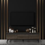 Mobile Porta tv Marrone Scuro 3 Vani 3 Ante 150x30x45h cm, Apertura a Ribalta - Romeno
