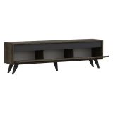 Mobile Porta tv Marrone Scuro 3 Vani 3 Ante 150x30x45h cm, Apertura a Ribalta - Romeno