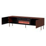 Mobile Porta tv Marrone Terracotta un Ripiano 2 Ante 200x42x57h cm, Caminetto Incluso - Vermezzo