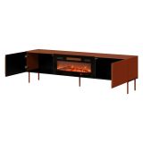 Mobile Porta tv Marrone Terracotta un Ripiano 2 Ante 200x42x57h cm, Caminetto Incluso - Vermezzo