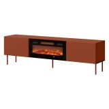 Mobile Porta tv Marrone Terracotta un Ripiano 2 Ante 200x42x57h cm, Caminetto Incluso - Vermezzo