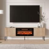 Mobile Porta tv Marrone un Ripiano 2 Ante 180x40x60h cm, Caminetto Incluso - Silvi