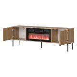 Mobile Porta tv Marrone un Ripiano 2 Ante 180x40x60h cm, Caminetto Incluso - Silvi