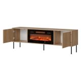 Mobile Porta tv Marrone un Ripiano 2 Ante 180x40x60h cm, Caminetto Incluso - Silvi
