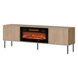 Mobile Porta tv Marrone un Ripiano 2 Ante 180x40x60h cm, Caminetto Incluso - Silvi