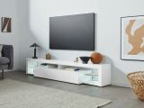 Mobile porta TV Meti, 200x40h35 cm, Bianco lucido