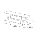 Mobile porta TV Mir, Supporto per televisione da salotto, Credenza bassa da soggiorno, Base porta TV, 120x34h42 cm, Noce e Bianco