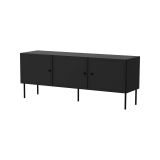 Mobile porta TV Moura, Madia da salotto con tre ante battenti, Rialzato da terra, 151x40 h60 cm, Nero