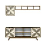 Mobile porta TV Nair, Supporto per televisione da salotto, Credenza bassa da soggiorno, Base porta TV, 160x35h56 cm, Noce e Bianco