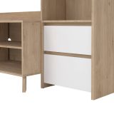 Mobile porta TV Nanette, Credenza da soggiorno, Armadio basso per TV, Base parete attrezzata, 48x209 h183 cm, Rovere e Bianco
