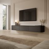 Mobile Porta tv Nero 3 Cassetti un Ripiano 200x34x28h cm, 3 Vani - Kahate