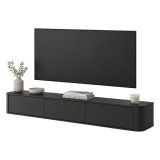 Mobile Porta tv Nero 3 Cassetti un Ripiano 200x34x28h cm, 3 Vani - Kahate