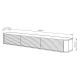 Mobile Porta tv Nero 3 Cassetti un Ripiano 200x34x28h cm, 3 Vani - Kahate
