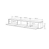 Mobile Porta tv Nero 3 Cassetti un Ripiano 200x34x28h cm, 3 Vani - Kahate