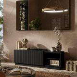 Mobile Porta tv Nero 3 Ripiani 2 Ante 150x40x48h cm, 6 Vani - Finita