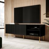 Mobile Porta tv Nero 3 Ripiani 2 Ante 150x42x52h cm, 6 Vani - Magnano