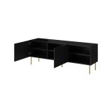 Mobile Porta tv Nero 3 Ripiani 2 Ante 150x42x52h cm, 6 Vani - Magnano
