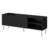 Mobile Porta tv Nero 3 Ripiani 2 Ante 150x42x52h cm, 6 Vani - Magnano
