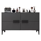 Mobile Porta tv Nero Antracite 2 Ripiani 4 Ante 120x30x75h cm, 4 Vani - Luzzi