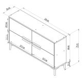 Mobile Porta tv Nero Antracite 2 Ripiani 4 Ante 120x30x75h cm, 4 Vani - Luzzi