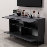 Mobile Porta tv Nero Antracite 2 Ripiani 4 Ante 120x30x75h cm, 4 Vani - Luzzi