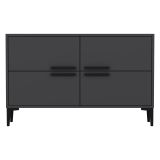 Mobile Porta tv Nero Antracite 2 Ripiani 4 Ante 120x30x75h cm, 4 Vani - Luzzi