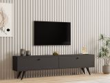 Mobile Porta tv Nero Antracite 2 Vani 2 Ante 160x25x40h cm, Apertura a Ribalta - Atestino
