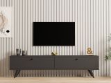 Mobile Porta tv Nero Antracite 2 Vani 2 Ante 160x25x40h cm, Apertura a Ribalta - Atestino