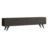 Mobile Porta tv Nero Antracite 2 Vani 2 Ante 160x25x40h cm, Apertura a Ribalta - Atestino