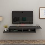 Mobile Porta tv Nero Antracite 2 Vani Peso Supportato 40 kg 120x30x18h cm, Installazione Sospeso - Ivrea