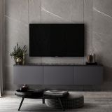 Mobile Porta tv Nero Antracite 3 Vani 3 Ante 160x32x35h cm, Apertura a Ribalta - Surrigone
