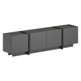 Mobile Porta tv Nero Antracite Apertura a Ribalta 4 Ante 180x35x46h cm, 4 Vani - Nokarara
